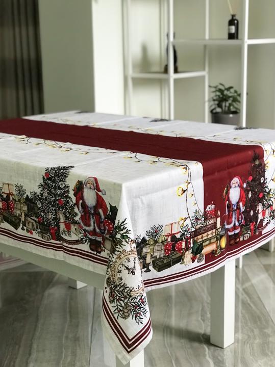 Скатертина Різдвяна, бавовна (Беж 04 Миколай, 140х220)