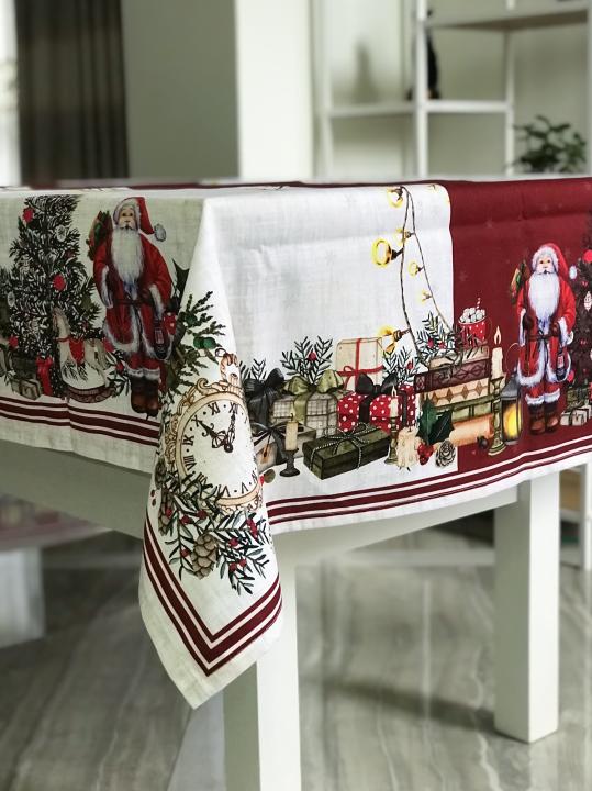 Скатертина Різдвяна, бавовна (Беж 04 Миколай, 140х220)
