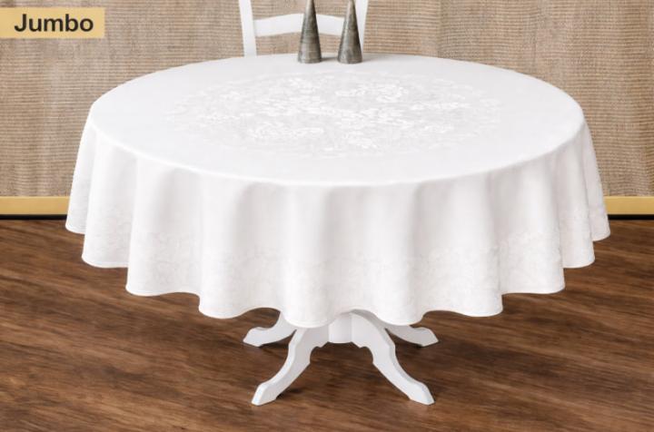 Скатертина Jumbo водовідштовхуюча, кругла (Білий, d-160)