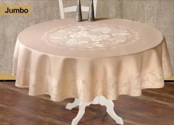 Скатертина Jumbo водовідштовхуюча кругла (Бежевий, d-160)