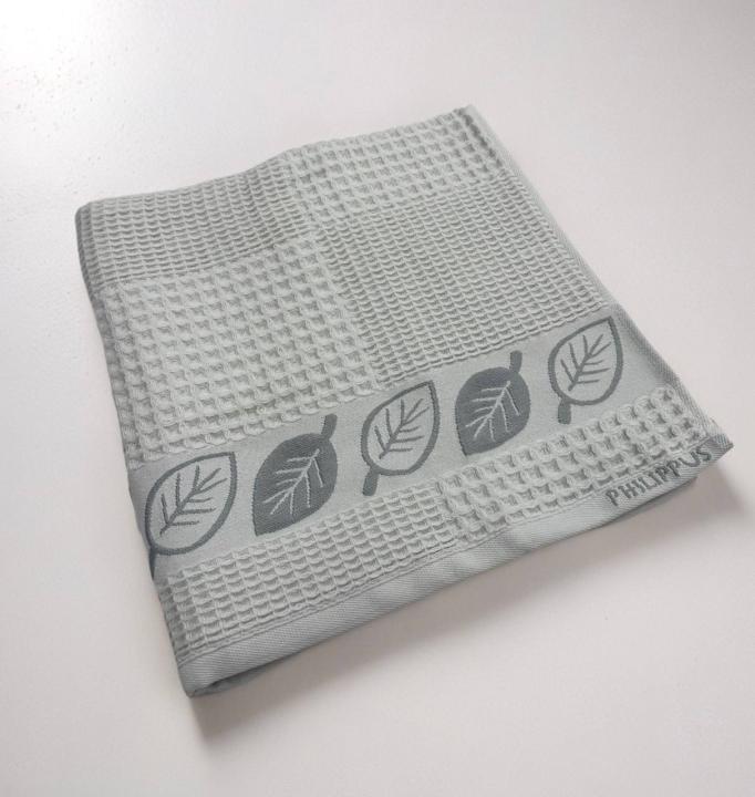 Вафельний рушник Philippus листочок (Світло сірий)