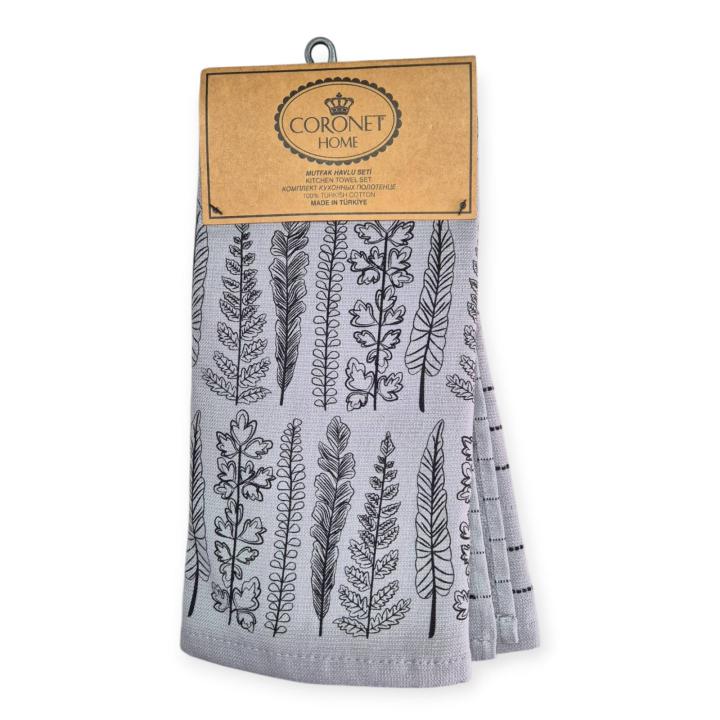 Комплекти рушників CORONET HOME Leaves (Сірий, 40х60 -2шт.)