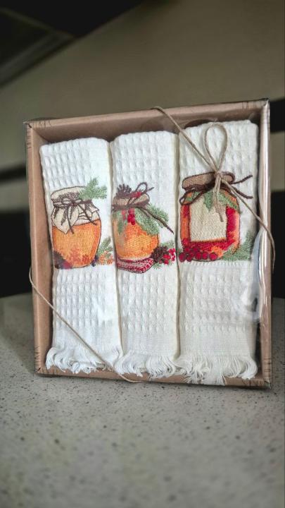 Набір кухонних рушників (Тенсел вишивка баночки, 40х60 3 шт)