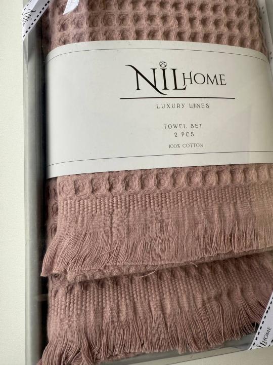 Набір з двох вафельних рушників NIL Home (Рожевий, 50х90 / 70х140)