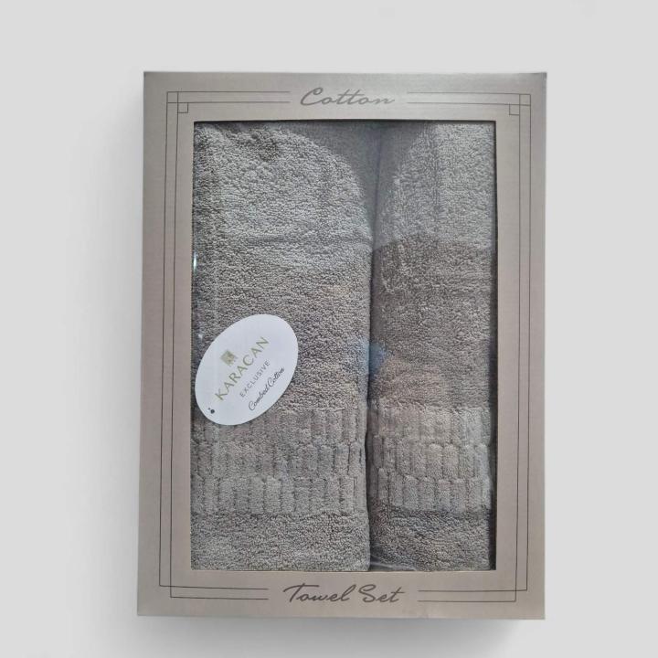 Набір рушників Karacan (Темно сірий, 50х90-1шт 70х140-1шт)