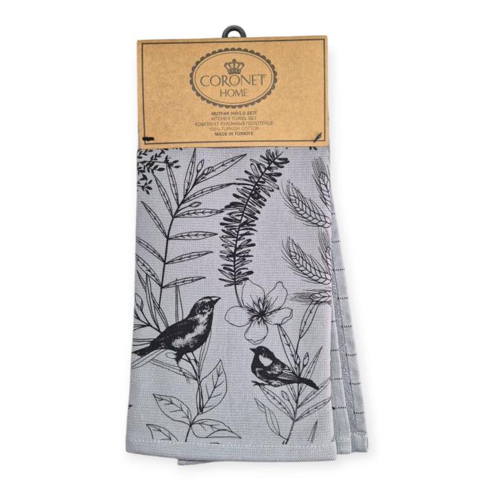 Комплекти рушників CORONET HOME  Birds (Сірий, 40х60 -2шт.)