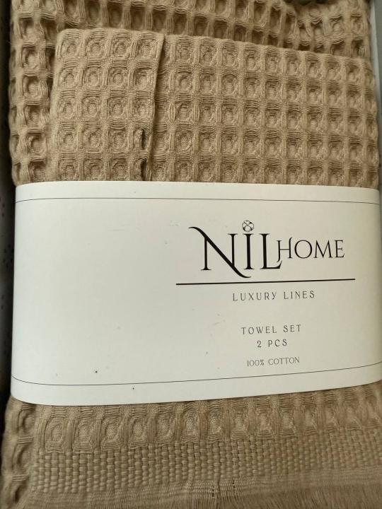 Набір з двох вафельних рушників NIL Home (Бежевий, 50х90 / 70х140)