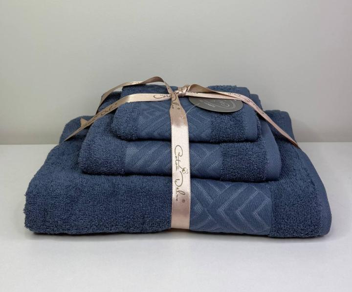 Набір рушників Coton Delux асорті (Синій, 30х50 / 50х90 / 70х140)