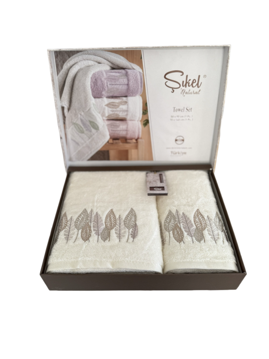Комплект з двох рушників Sikel (Safir Кремовий, 50х90 / 70х140)