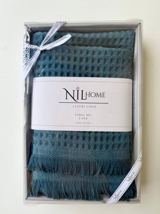 Набір з двох вафельних рушників NIL Home (Зелений, 50х90 / 70х140)