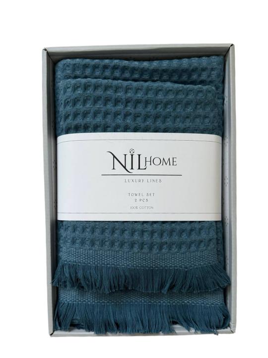 Набір з двох вафельних рушників NIL Home (Зелений, 50х90 / 70х140)