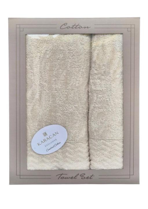 Набір з двох рушників Karacan Spectra (Пудра, 50х90 / 70х140)