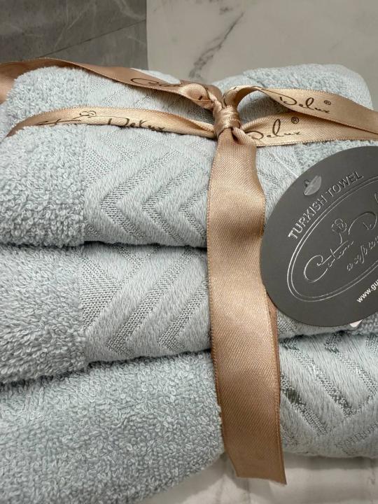 Набір рушників Coton Delux асорті (Світло бірюзовий, 30х50 / 50х90 / 70х140)
