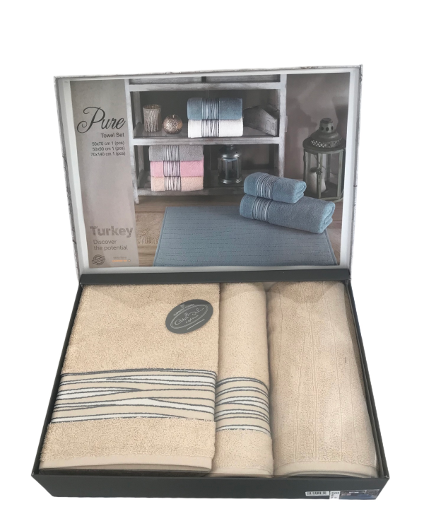 Комплекти рушників Coton Delux Pure (Бежевий, 50х70 / 50х90 / 70х140)