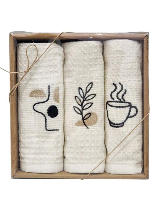 Набір кухонних рушників (Вишивка кава, 40х60 3 шт)