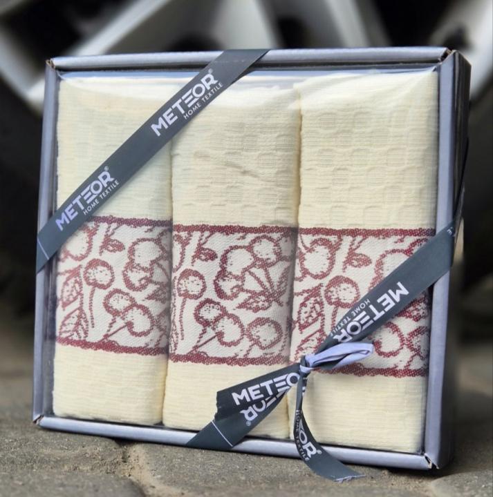 Набір кухонних рушників METEOR для кухні 3 шт (Вишенька Червоний, 40х60)