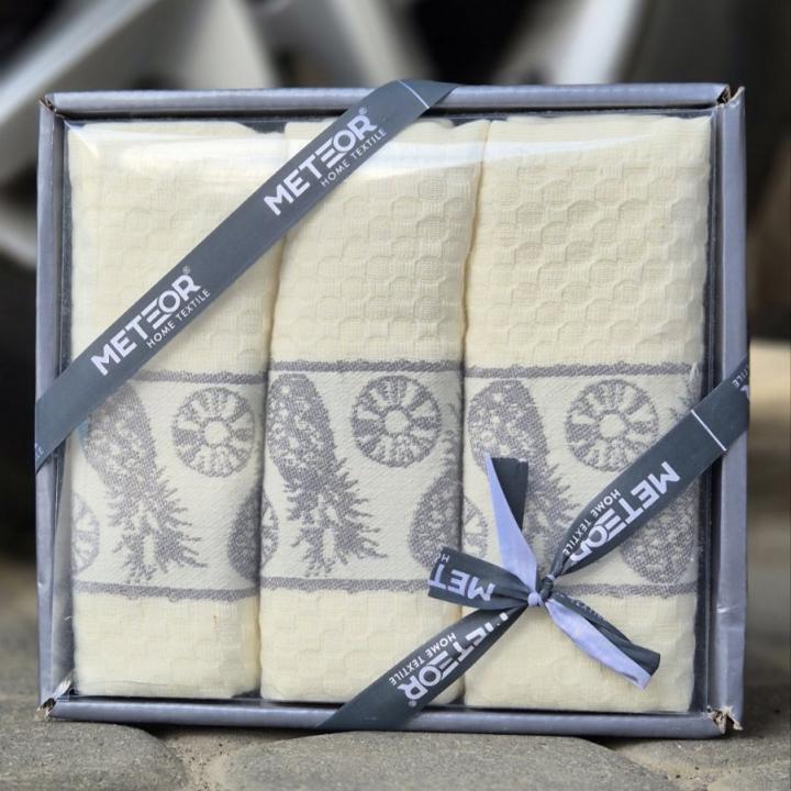 Набір кухонних рушників METEOR для кухні 3 шт (Ананаси Cірий, 40х60)