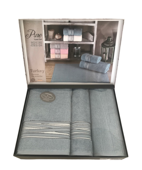 Комплекти рушників Coton Delux Pure (Блакитний, 50х70 / 50х90 / 70х140)