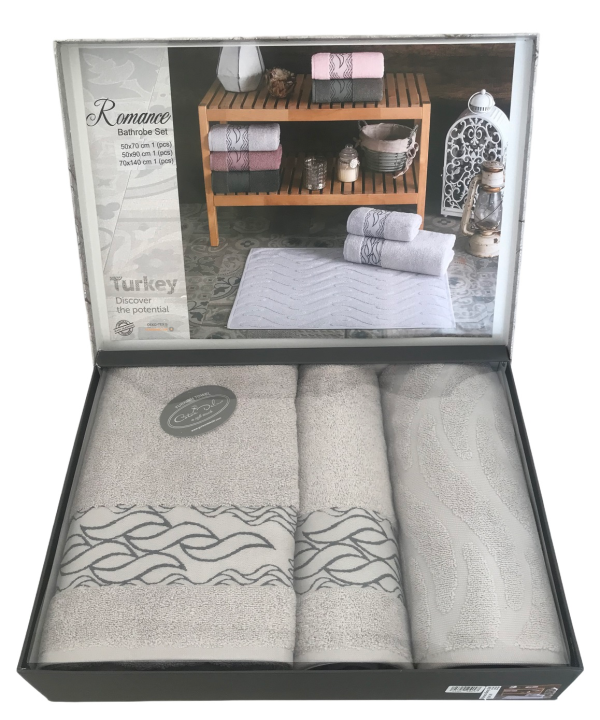 Комплект рушників Coton Delux Romance (Сірий, 50х70 / 50х90 / 70х140)