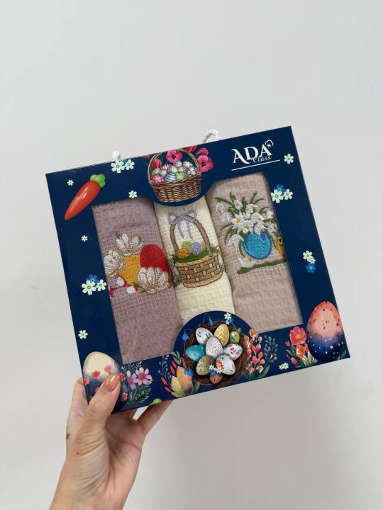 Набір з трьох вафельних рушників ADA (Великдень, 40х60)