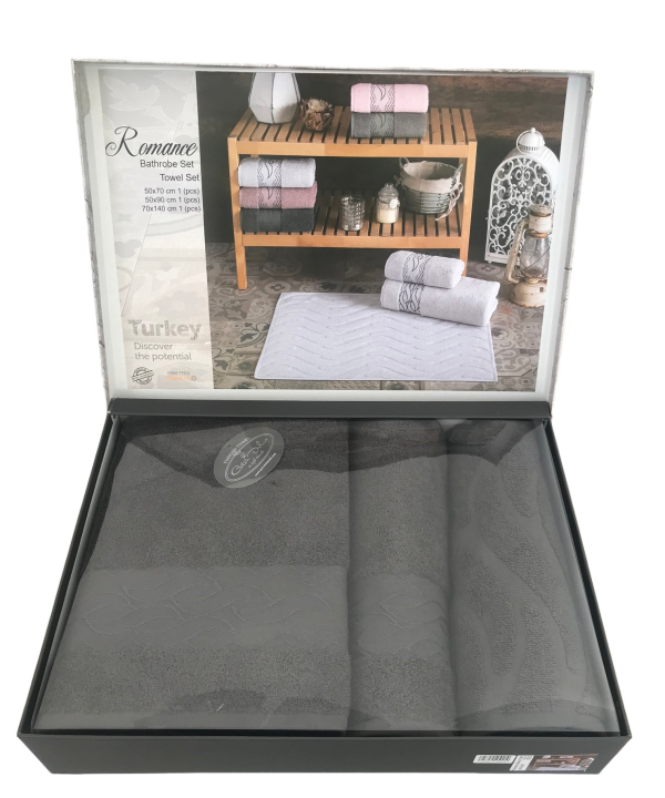 Комплект рушників Coton Delux Romance (Антрацит, 50х70 / 50х90 / 70х140)