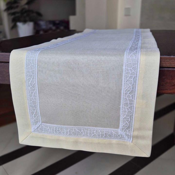 Скатертина (Ранер з мереживо на кремовому, 40х140)