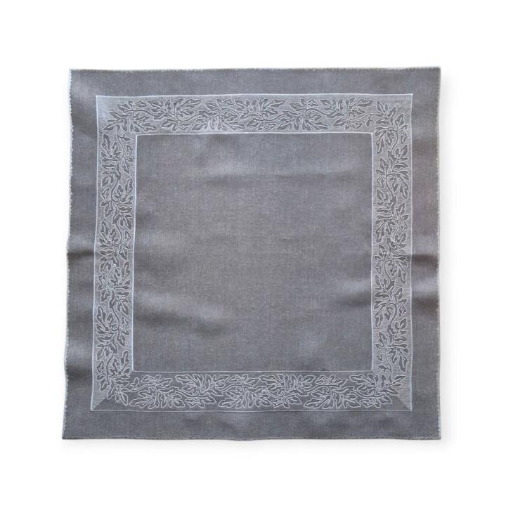 Скатертини квадратна з вишивкою (Гілочка сіра, 85х85)