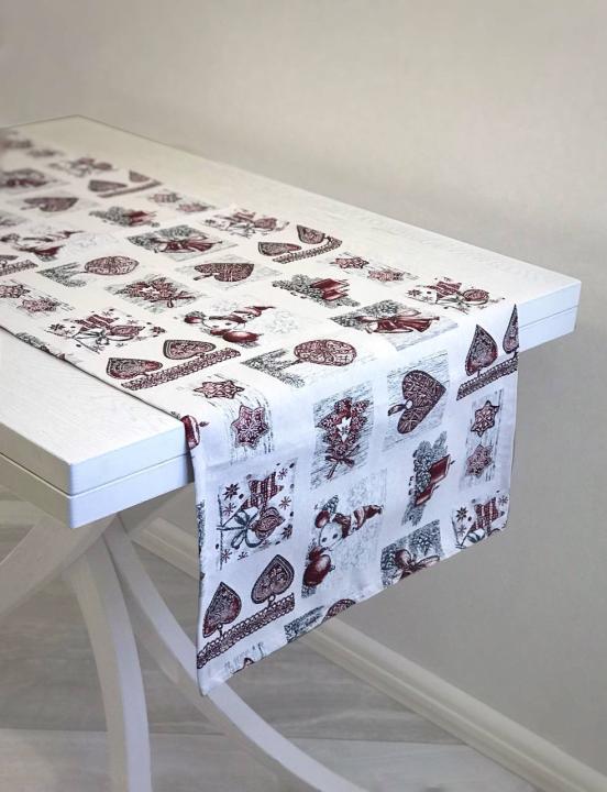 Новорічна колекція гобеленова новорічна Visatex сніговик (Червоний ранер, 50х150)