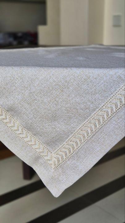 Скатертини квадратна з вишивкою (Мережка бежева, 85х85)