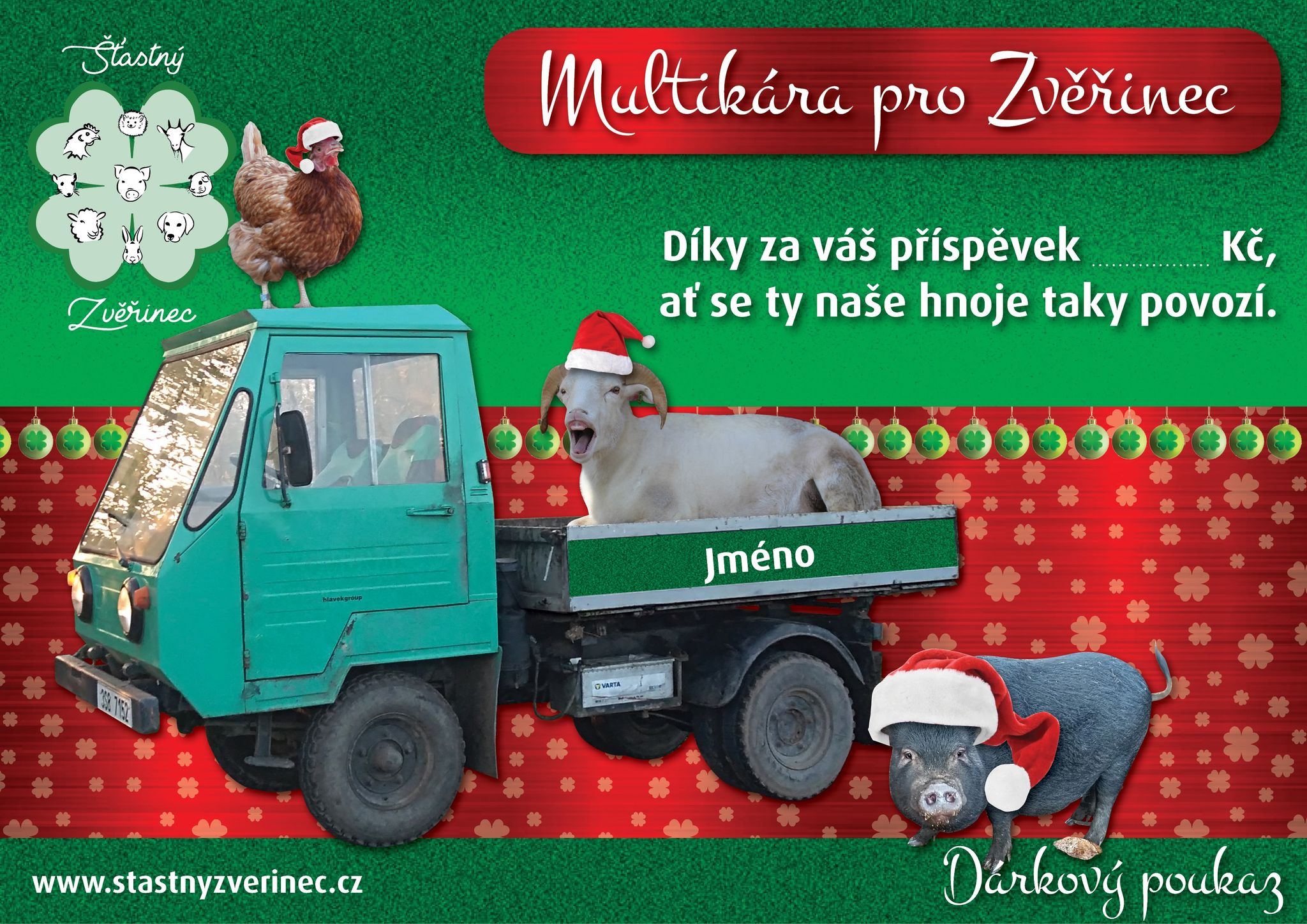 Vánoční dárkové poukazy - Multikára pro Zvěřinec