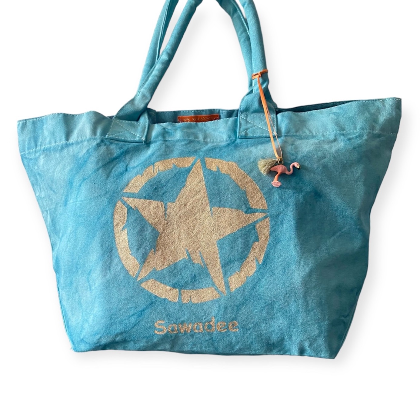 Tasche Türkis Stern Platin Metallic