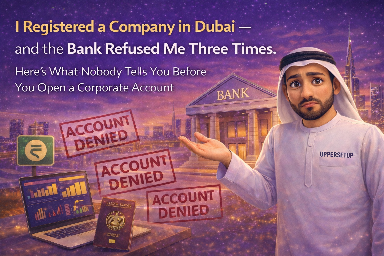 I Registered a Company in Dubai — and the Bank Refused Me Three Times. Here's What Nobody Tells You Before You Open a Corporate Account