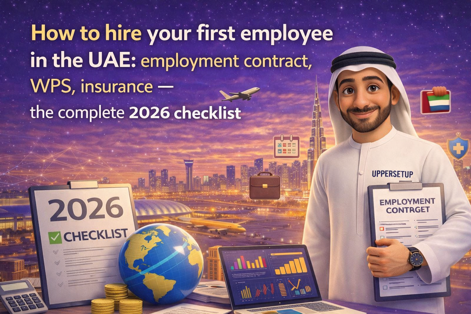 How to hire your first employee in the UAE: employment contract, WPS, insurance — the complete 2026 checklist