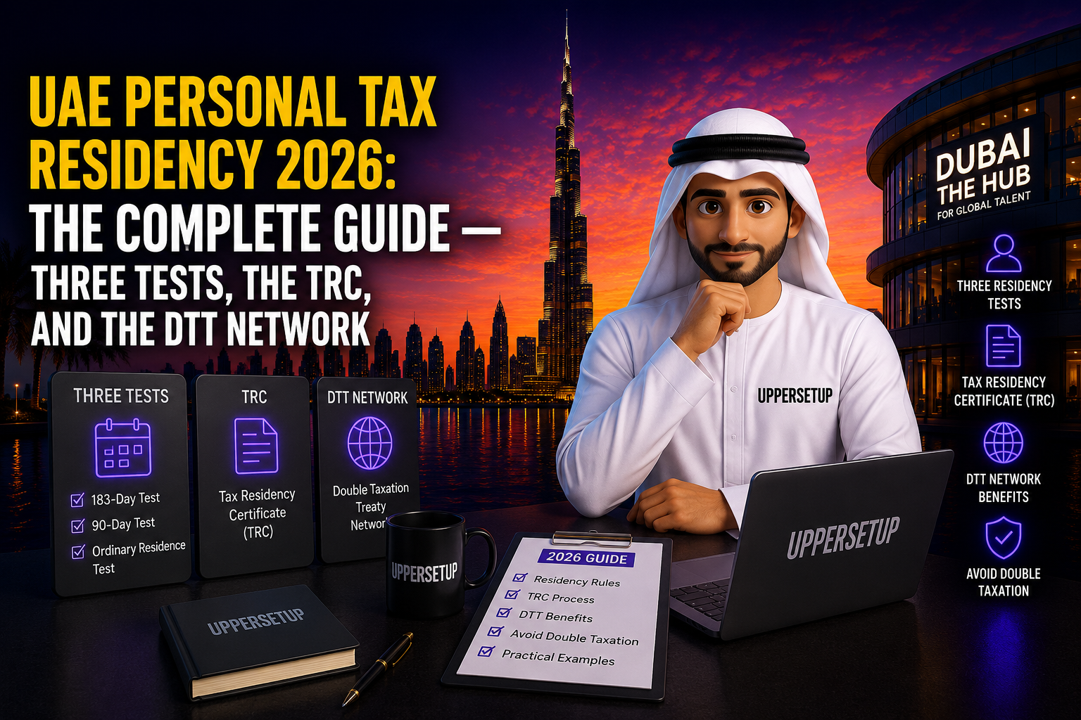 UAE Personal Tax Residency 2026: The Complete Guide — Three Tests, the TRC, and the DTT Network