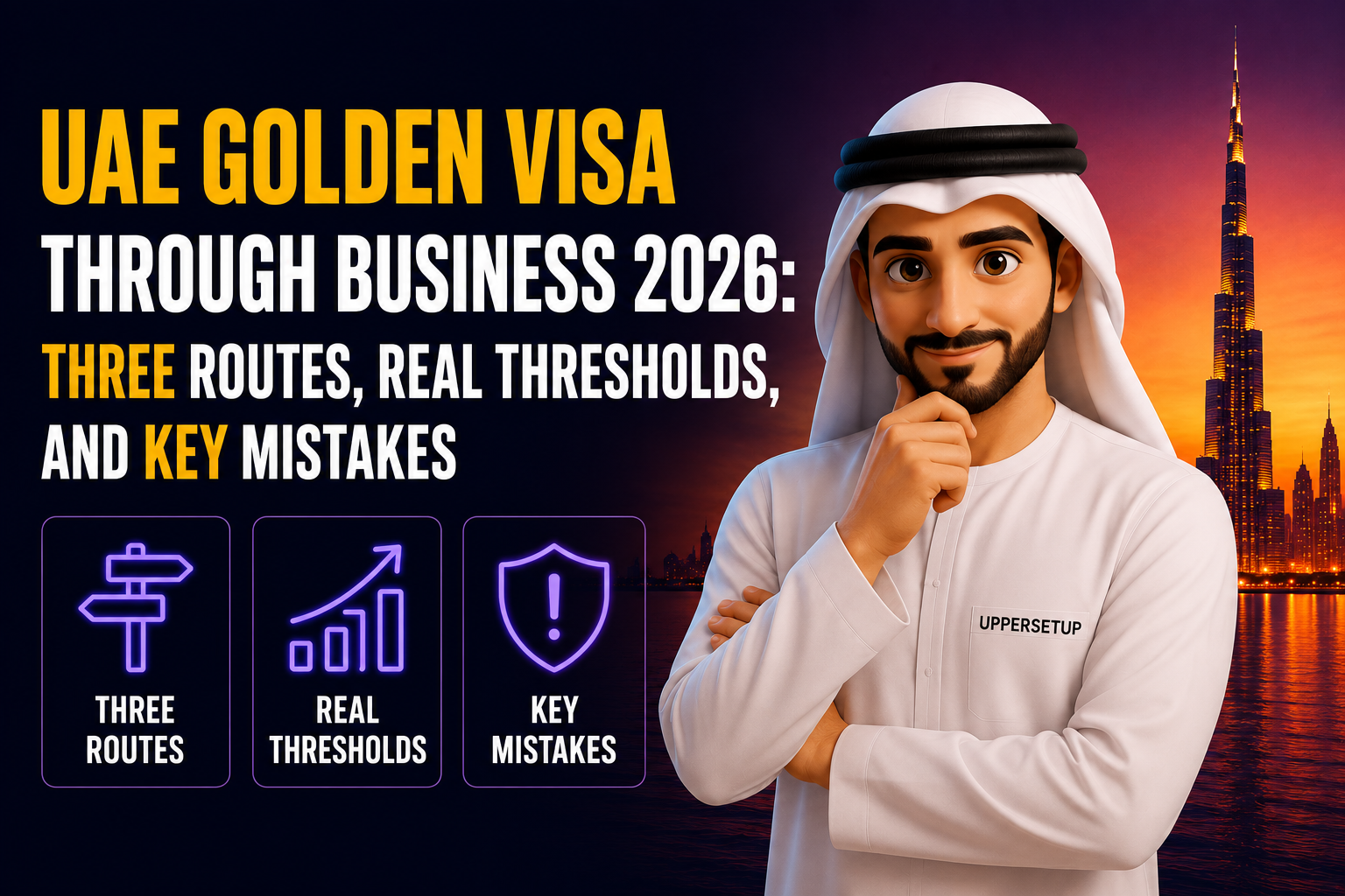 UAE Golden Visa Through Business 2026: Three Routes, Real Thresholds, and Key Mistakes