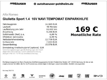 SPOTICAR Alfa Romeo Giulietta Sport 1.4 16v Navi Tempomat Einparkhilfe Gebraucht - Limousine Benzin Grau - Pohlheim - 801346716_2