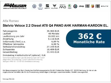ALFA ROMEO CERTIFIED Alfa Romeo Stelvio Veloce 2.2 Diesel At8 Q4 Pano Ahk Harman-kardon El Gebraucht - Suv Diesel Schwarz - Pohlheim - 1226394_2