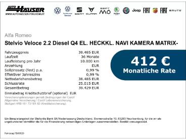 SPOTICAR Alfa Romeo Stelvio Veloce 2.2 Diesel Q4 El. Heckkl. Navi Kamera Matri Gebraucht - Suv Diesel Schwarz - Pohlheim - 801279106_2