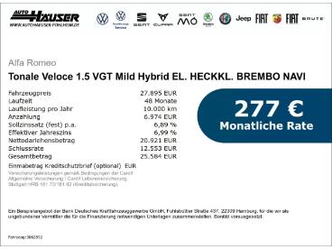 ALFA ROMEO CERTIFIED Alfa Romeo Tonale Veloce 1.5 Vgt Mild Hybrid El. Heckkl. Brembo Navi Gebraucht - Suv Benzin  - Pohlheim - 1153743_2