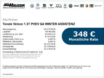 ALFA ROMEO CERTIFIED Alfa Romeo Tonale Veloce 1.3t Phev Q4 Winter Assistenz Gebraucht - Suv   - Pohlheim - 1226392_2