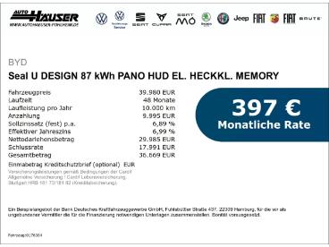 SPOTICAR Byd Seal U Design 87 Kwh Pano Hud El. Heckkl. Memory Gebraucht - Geländewagen Elektro Grau - Pohlheim - 1201301334_2