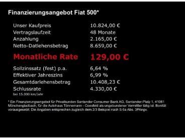 SPOTICAR Fiat 500c Abrio S+parkpilot+faltdach+sportsitze+klimaanlage Gebraucht - Coupé-cabrio Benzin  - Coesfeld - 1201212881_5