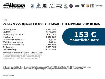 SPOTICAR Fiat Panda My25 Hybrid 1.0 Gse City-paket Tempomat Pdc Klima Gebraucht - Kleinwagen Benzin Rot - Pohlheim - 1201157260_2