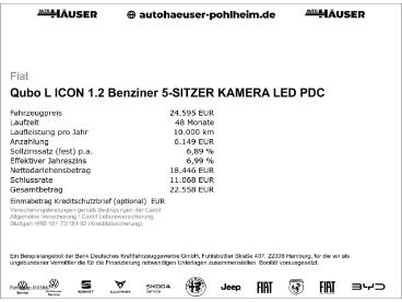SPOTICAR Fiat Qubo Icon 1.2 Benziner 5-sitzer Kamera Led Pdc Tempomat Gebraucht - Nutzfahrzeug Benzin Weiß - Pohlheim - 1201332681_2