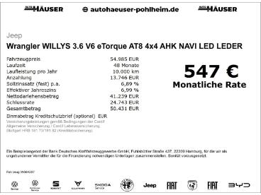 SPOTICAR Jeep Wrangler Willys 3.6 V6 Etorque At8 4x4 Ahk Navi Led Leder S Gebraucht - Suv Benzin Schwarz - Pohlheim - 1201291930_2
