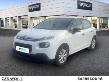 SPOTICAR Citroën C3 1.2 Puretech 83ch S&s Live Occasion - Citadine Essence Blanc Banquise (o) - Sarrebourg - 1203752784_1