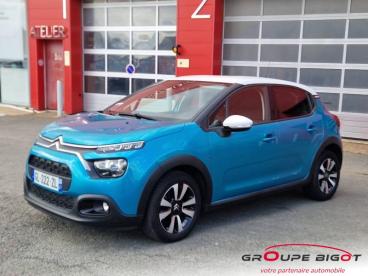SPOTICAR Citroën C3 1.2 Puretech 110ch S&s Shine Eat6 Ex Ae Occasion - Citadine Essence Spring Blue (m) - Blanc Opale - Saint Ouen - 1203964956_1