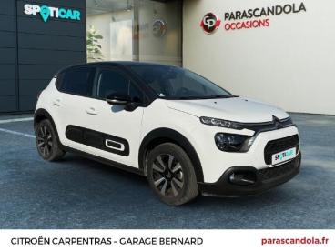 SPOTICAR Citroën C3 1.2 Puretech 83ch S&s Shine Occasion - Citadine Essence Blanc Banquise (o) - Noir Perla Nera - Carpentras - 1204104082_3