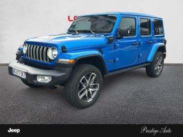SPOTICAR Jeep Wrangler 2.0 T 380ch 4xe Sahara Command Trac Occasion - Suv-4x4 Hybride Rechargeable Hydro Blue - Perpignan - 1203770970_1