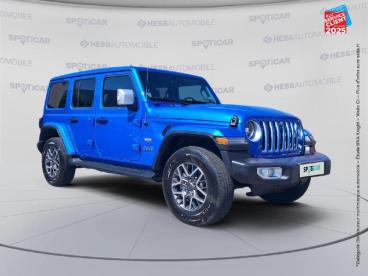 SPOTICAR Jeep Wrangler 2.0 T 380ch 4xe Overland Command-trac My23 Touvran Occasion - Suv-4x4 Hybride Rechargeable Hydro Blue - Colmar - 1204108182_3